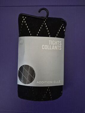 🩷5/$25🩷 Black Patterned Nylon Tights, Plus Size 4X